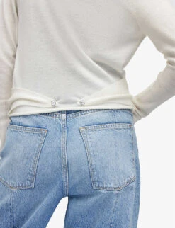 AllSaints Wasson Draped Merino-wool Cardigan -Whistlkes Style R04087345 CHALKWHITE ALT05