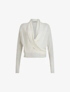 AllSaints Wasson Draped Merino-wool Cardigan