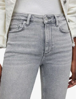 AllSaints Dax Washed Slim-leg Mid-rise Stretch-denim Jeans -Whistlkes Style R04087384 SNOWGREY ALT04
