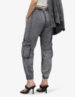 AllSaints Frieda High-rise Tapered-leg Denim Cargo Trousers -Whistlkes Style R04087395 ANTHRACITE ALT03