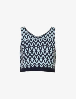 Cropped Lettuce-hem Wool, Silk And Cashmere-blend Top