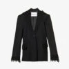Crochet-trim Oversized Wool Blazer -Whistlkes Style R04089692 BLACK M