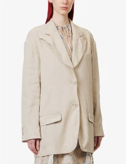 Acne Studios Single-breasted Notched-lapel Woven Blazer -Whistlkes Style R04089984 LIGHTSAND ALT02