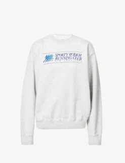 Running Club Brand-print Cotton-blend Sweatshirt
