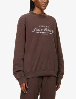 Health And Wellness Club Cotton-jersey Sweatshirt -Whistlkes Style R04090260 CHOCOLATEWHITE ALT02