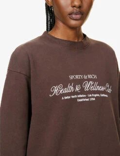 Health And Wellness Club Cotton-jersey Sweatshirt -Whistlkes Style R04090260 CHOCOLATEWHITE ALT04