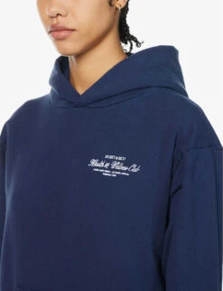 Health Club Logo-print Cotton-jersey Hoody -Whistlkes Style R04090280 NAVYWHITE ALT04
