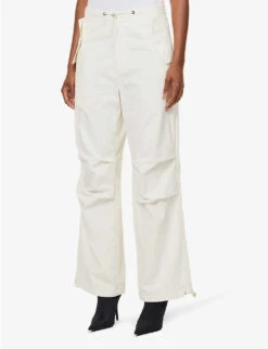 Dion Lee Parachute Wide-leg Mid-rise Cotton-blend Trousers -Whistlkes Style R04091338 IVORY ALT02