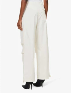 Dion Lee Parachute Wide-leg Mid-rise Cotton-blend Trousers -Whistlkes Style R04091338 IVORY ALT03