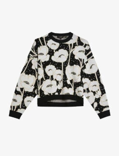 Ted Baker Pipha Floral-jacquard Cropped Knitted Jumper