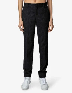Zadig & Voltaire Prune Tapered Mid-rise Woven Trousers -Whistlkes Style R04093864 ANTHRACITE ALT02