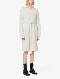 Joseph Belted Merino Wool Knitted Mini Dress -Whistlkes Style R04095106 PUTTY ALT02