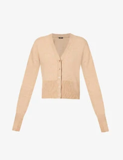 Joseph V-neck Brushed Wool-cashmere Blend Knitted Cardigan