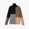 Joseph High-neck Colourblock Wool-knit Collage Jumper -Whistlkes Style R04095134 CAMELCOMBO M