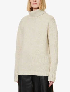 Joseph Roll-neck Relaxed-fit Wool And Cashmere-blend Knitted Jumper -Whistlkes Style R04095159 PUTTYMELANGE ALT02