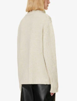 Joseph Roll-neck Relaxed-fit Wool And Cashmere-blend Knitted Jumper -Whistlkes Style R04095159 PUTTYMELANGE ALT03