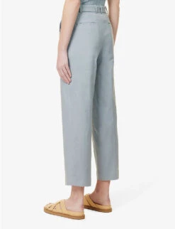 Joseph Trina Straight-leg Mid-rise Linen-blend Trousers -Whistlkes Style R04095267 DUSTYBLUE ALT03