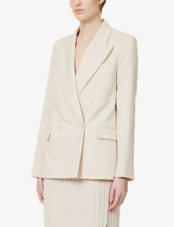 Joseph Jaden Double-breasted Regular-fit Stretch-wool Blazer -Whistlkes Style R04095270 MAPLEWOOD ALT02