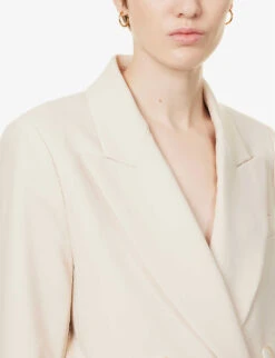 Joseph Jaden Double-breasted Regular-fit Stretch-wool Blazer -Whistlkes Style R04095270 MAPLEWOOD ALT04