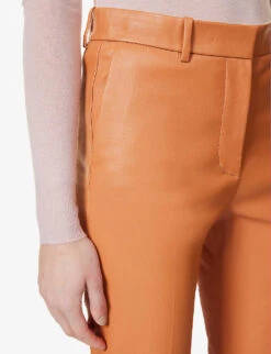 Joseph Coleman Wide-leg High-rise Leather Trousers -Whistlkes Style R04095412 CARAMEL ALT04