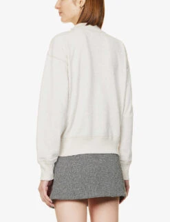 Isabel Marant Etoile Moby Logo-printed Cotton-blend Sweatshirt -Whistlkes Style R04096985 ECRU ALT03