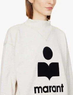 Isabel Marant Etoile Moby Logo-printed Cotton-blend Sweatshirt -Whistlkes Style R04096985 ECRU ALT04