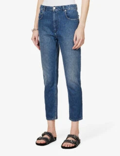 Isabel Marant Etoile Nea Mid-rise Tapered-leg Jeans -Whistlkes Style R04096988 BLUE ALT02