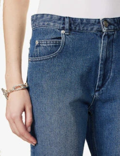 Isabel Marant Etoile Nea Mid-rise Tapered-leg Jeans -Whistlkes Style R04096988 BLUE ALT04