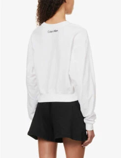 Calvin Klein 1996 Lounge Logo-print Cotton-jersey Sweatshirt -Whistlkes Style R04097653 WHITE ALT03