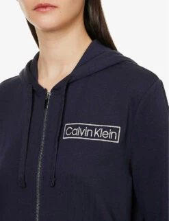 Calvin Klein Reimagined Logo-print Stretch Recycled-polyester And Cotton-blend Hoody -Whistlkes Style R04097698 NIGHTSKY ALT03