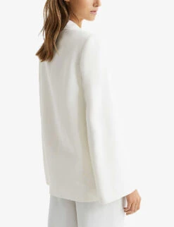 Reiss Yana Tuxedo-style Woven Cape -Whistlkes Style R04098638 CREAM ALT03