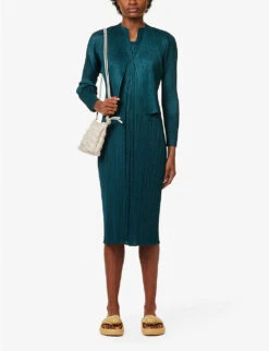 April Pleated Knitted Cardigan -Whistlkes Style R04100456 68VIRIDIAN ALT01