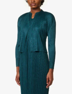 April Pleated Knitted Cardigan -Whistlkes Style R04100456 68VIRIDIAN ALT02