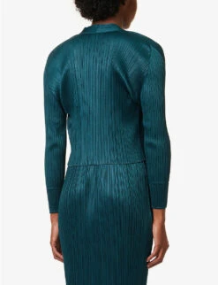 April Pleated Knitted Cardigan -Whistlkes Style R04100456 68VIRIDIAN ALT03