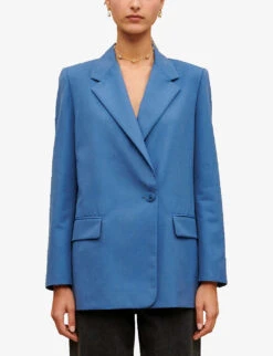 Maje Single-breasted Woven Blazer -Whistlkes Style R04101485 BLEUS ALT05
