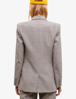 Maje Checked Double-breasted Wool-blend Blazer -Whistlkes Style R04101517 NOIRGRIS ALT03