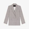 Maje Checked Double-breasted Wool-blend Blazer -Whistlkes Style R04101517 NOIRGRIS M