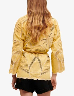 Maje Crochet-panel Cotton Jacket -Whistlkes Style R04101574 JAUNESORANGES ALT03