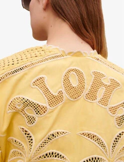 Maje Crochet-panel Cotton Jacket -Whistlkes Style R04101574 JAUNESORANGES ALT04