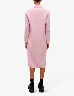 Maje Guirose Double-breasted Peak-lapel Wool-blend Coat -Whistlkes Style R04101769 ROSES ALT03