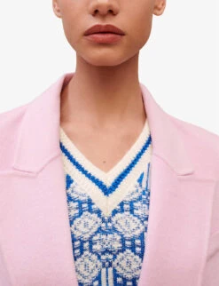 Maje Guirose Double-breasted Peak-lapel Wool-blend Coat -Whistlkes Style R04101769 ROSES ALT04