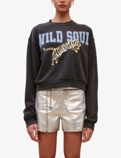 Maje Wild Soul Tiger-print Cotton-jersey Sweatshirt -Whistlkes Style R04101778 NOIRGRIS ALT02