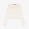 Maje Open-work Embroidered Stretch-knit Cardigan -Whistlkes Style R04101780 BLANC M