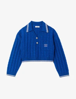 Sandro Sagnat Cable-knit Cropped Wool-blend Jumper