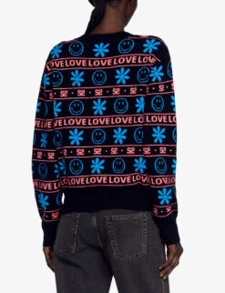 Sandro X Smiley© Barnabe Wool-blend Jumper -Whistlkes Style R04102285 NOIRGRIS ALT03