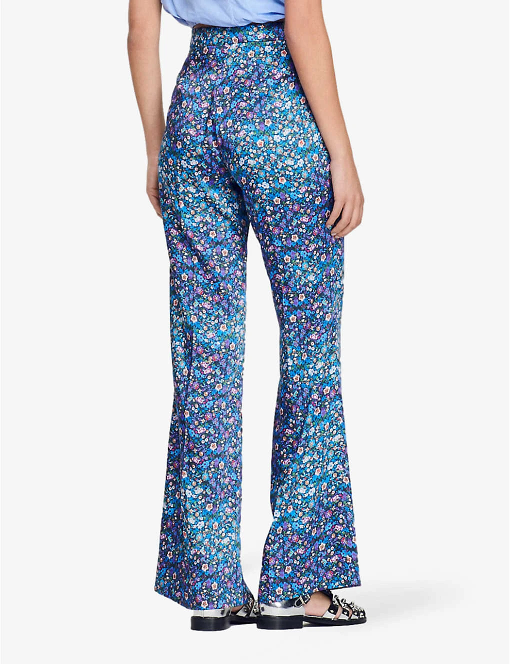 Sandro Donelo Floral-print Flared-leg Woven Trousers 6 Sandro Donelo Floral-print Flared-leg Woven Trousers - Image 4