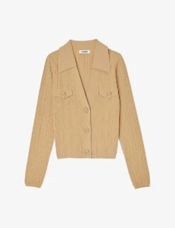 Sandro Hind Open-collar Ribbed-knit Cardigan