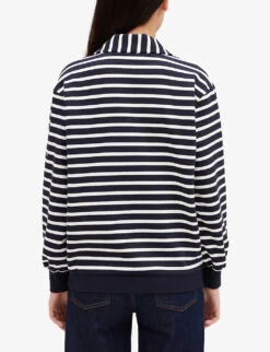 CLAUDIE PIERLOT Striped Knitted Cotton-blend Polo Shirt -Whistlkes Style R04103283 DIVERS ALT03