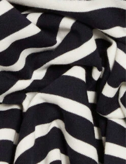 CLAUDIE PIERLOT Striped Knitted Cotton-blend Polo Shirt -Whistlkes Style R04103283 DIVERS ALT05