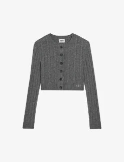 CLAUDIE PIERLOT Mitan Cable-knit Wool And Cashmere-blend Cardigan